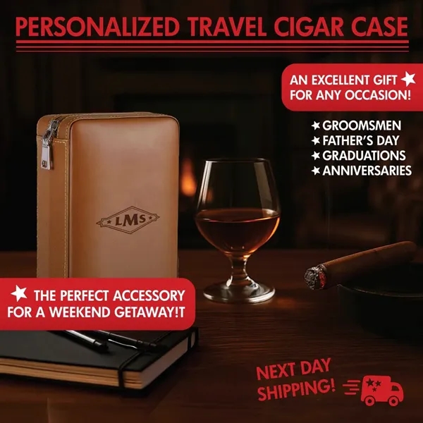 Leather Engraved Cigar Box - Leather Engraved Cigar Box - Image 0 of 2