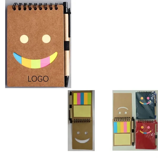 Spiral Notebook Pen Set W/ Smile Face - Spiral Notebook Pen Set W/ Smile Face - Image 0 of 1