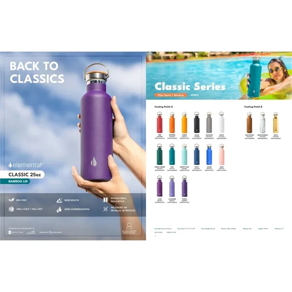 Elemental® Classic 25oz Stainless Steel Water Bottle - Elemental® Classic 25oz Stainless Steel Water Bottle - Image 21 of 21