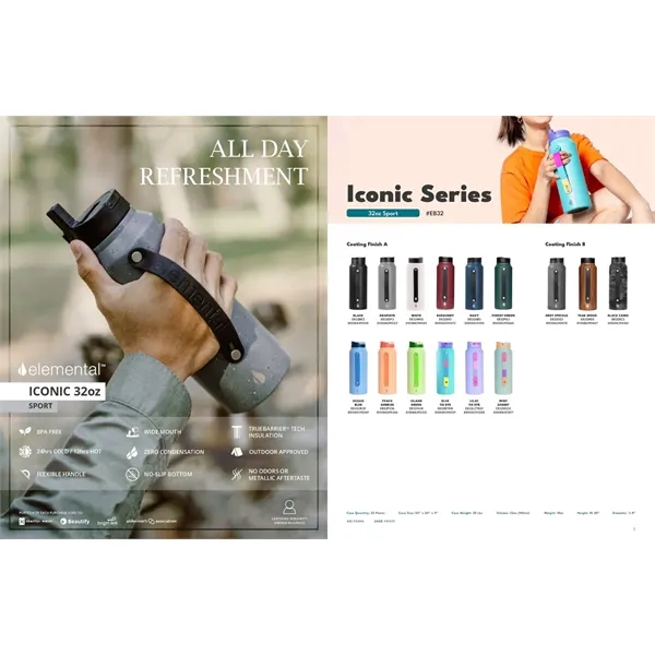Elemental® Iconic Sport 32oz Stainless Steel Water Bottle - Elemental® Iconic Sport 32oz Stainless Steel Water Bottle - Image 19 of 19