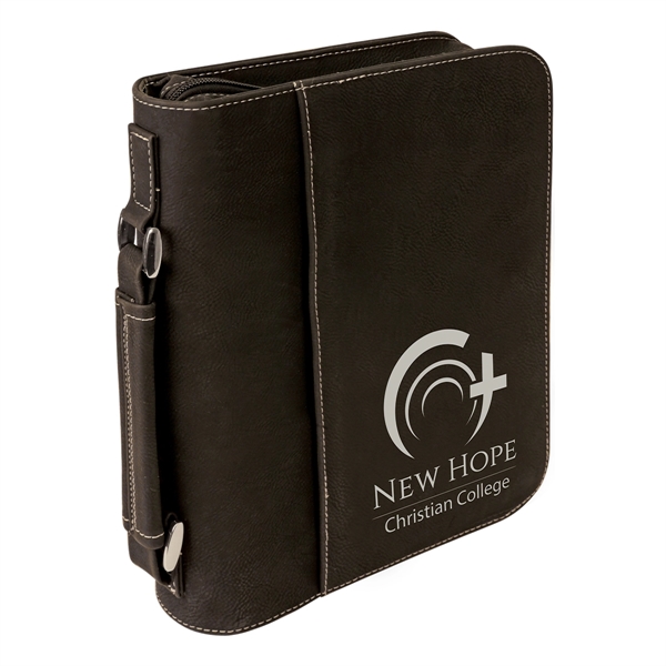 7 1/2" x 10 3/4" Black & Silver Leatherette Book/Bible Cover - 7 1/2" x 10 3/4" Black & Silver Leatherette Book/Bible Cover - Image 0 of 1