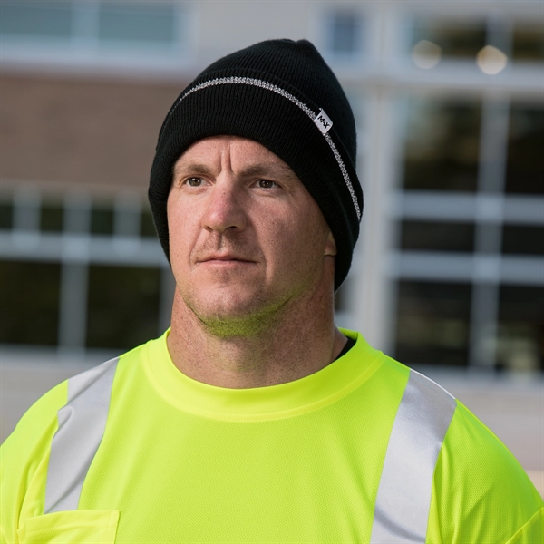 Cuffed Beanie with Reflective Strip and Thinsulate Lining - Cuffed Beanie with Reflective Strip and Thinsulate Lining - Image 0 of 2