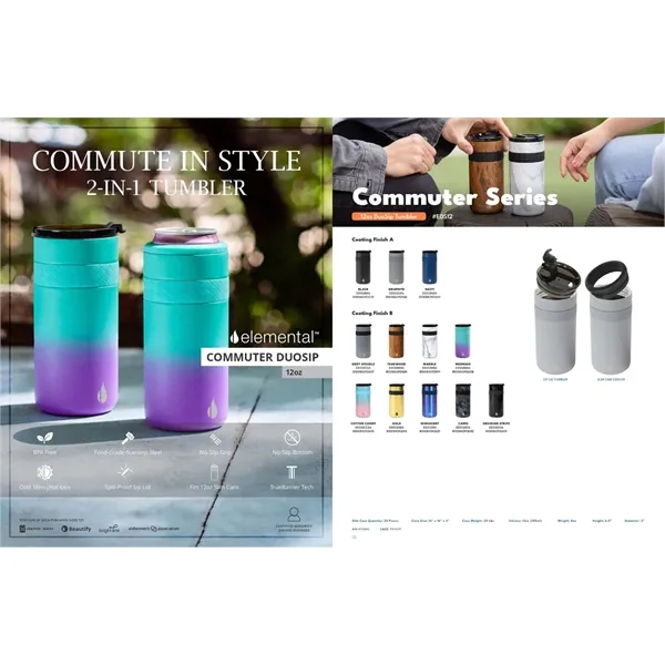 Elemental® Commuter DuoSip 12oz Coffee Tumbler and Slim Can - Elemental® Commuter DuoSip 12oz Coffee Tumbler and Slim Can - Image 16 of 16
