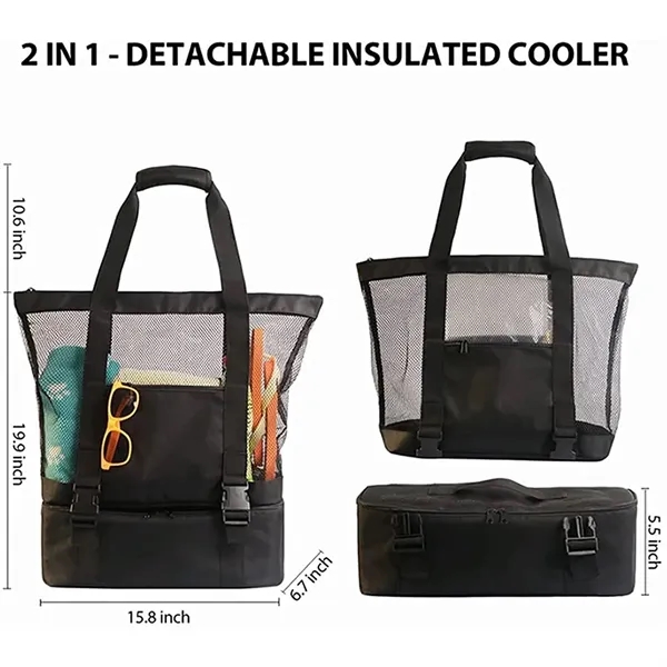 3-in-1 Mesh Beach Tote Bag with Insulated Picnic Cooler - 3-in-1 Mesh Beach Tote Bag with Insulated Picnic Cooler - Image 1 of 6