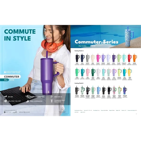 Elemental® Commuter 40oz Stainless Steel Tumbler with Handle - Elemental® Commuter 40oz Stainless Steel Tumbler with Handle - Image 39 of 39