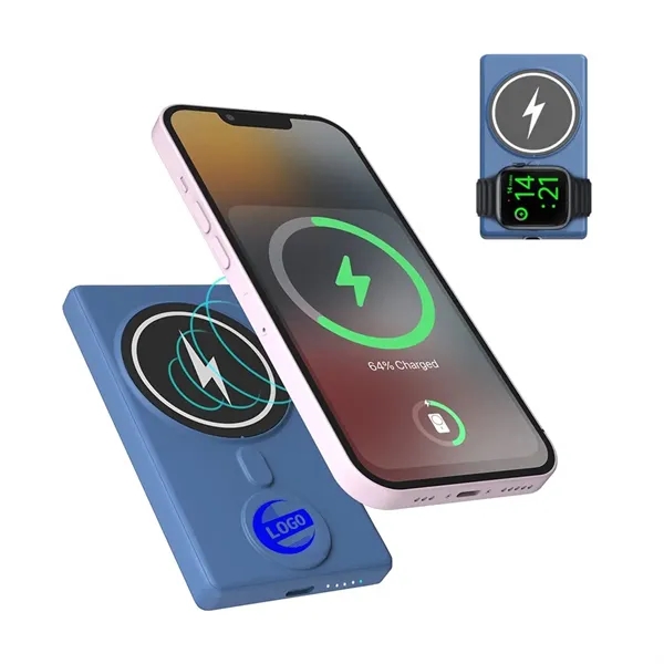 3 in 1 Slim 5000mAh Magnetic Wireless Power Bank - 3 in 1 Slim 5000mAh Magnetic Wireless Power Bank - Image 0 of 5
