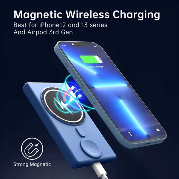 3 in 1 Slim 5000mAh Magnetic Wireless Power Bank - 3 in 1 Slim 5000mAh Magnetic Wireless Power Bank - Image 2 of 5