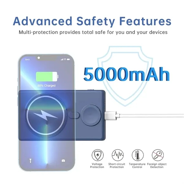 3 in 1 Slim 5000mAh Magnetic Wireless Power Bank - 3 in 1 Slim 5000mAh Magnetic Wireless Power Bank - Image 4 of 5