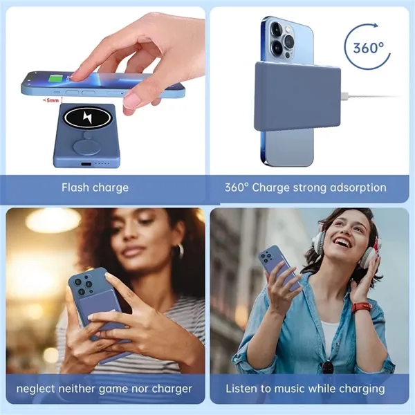 3 in 1 Slim 5000mAh Magnetic Wireless Power Bank - 3 in 1 Slim 5000mAh Magnetic Wireless Power Bank - Image 5 of 5