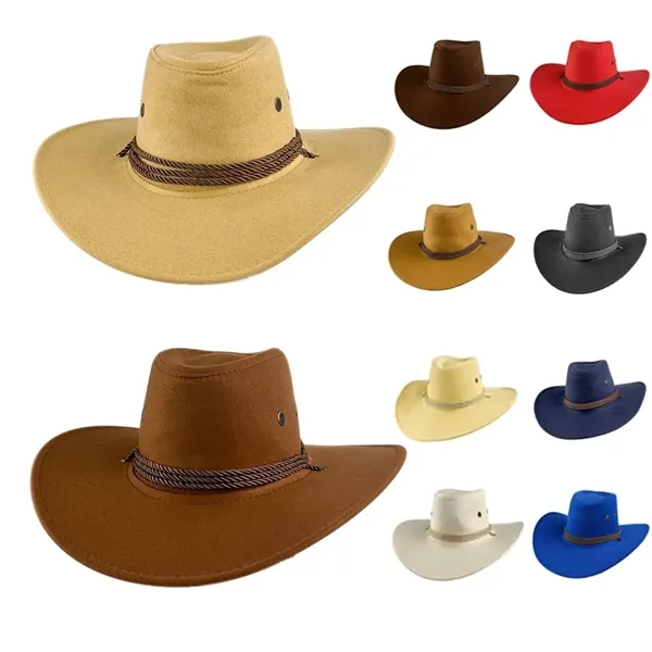 Fashion National Retro Drawstring Jazz Western Cowboy Hat - Fashion National Retro Drawstring Jazz Western Cowboy Hat - Image 0 of 12