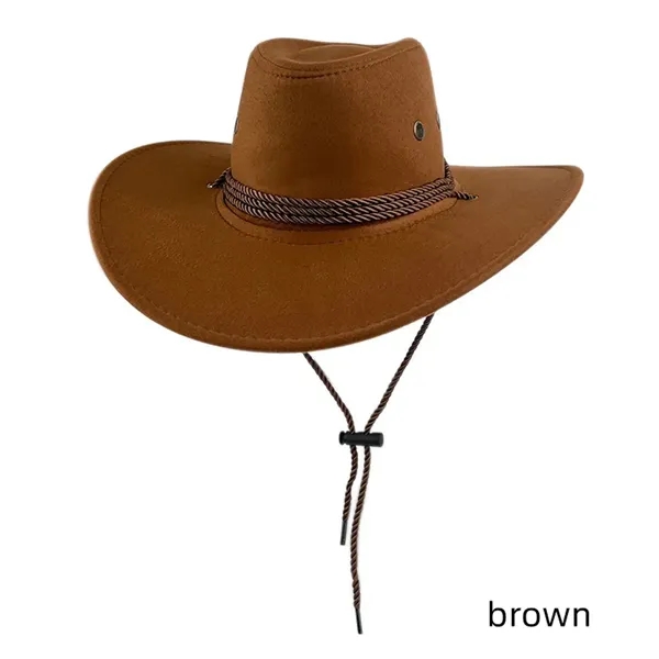 Fashion National Retro Drawstring Jazz Western Cowboy Hat - Fashion National Retro Drawstring Jazz Western Cowboy Hat - Image 4 of 12