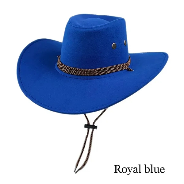 Fashion National Retro Drawstring Jazz Western Cowboy Hat - Fashion National Retro Drawstring Jazz Western Cowboy Hat - Image 6 of 12