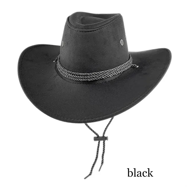 Fashion National Retro Drawstring Jazz Western Cowboy Hat - Fashion National Retro Drawstring Jazz Western Cowboy Hat - Image 7 of 12
