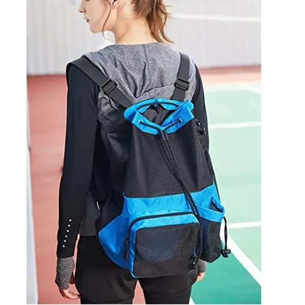 Large Mesh Drawstring Backpack With Shoe Bag - Large Mesh Drawstring Backpack With Shoe Bag - Image 1 of 4