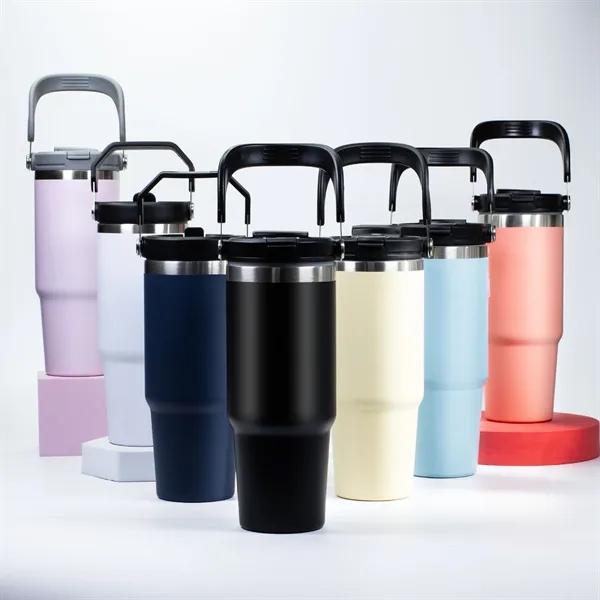 30 Oz Tumbler With Handle And Straw Lid - 30 Oz Tumbler With Handle And Straw Lid - Image 0 of 8
