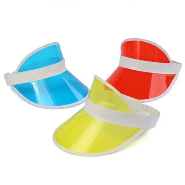 Unisex Neon Sun Cap Visor Breathable Beach Plastic Golf Hat - Unisex Neon Sun Cap Visor Breathable Beach Plastic Golf Hat - Image 2 of 3