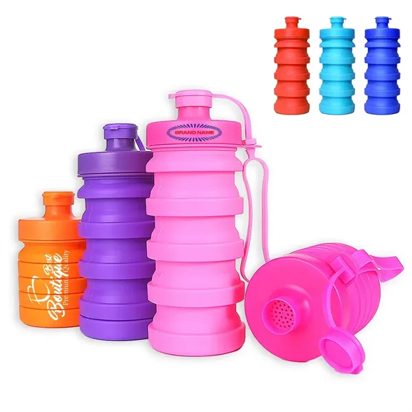 13 Oz. Collapsible Silicone Folding Telescopic Water Bottle - 13 Oz. Collapsible Silicone Folding Telescopic Water Bottle - Image 0 of 4