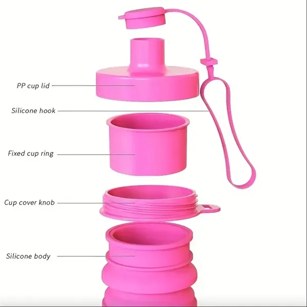 13 Oz. Collapsible Silicone Folding Telescopic Water Bottle - 13 Oz. Collapsible Silicone Folding Telescopic Water Bottle - Image 2 of 4