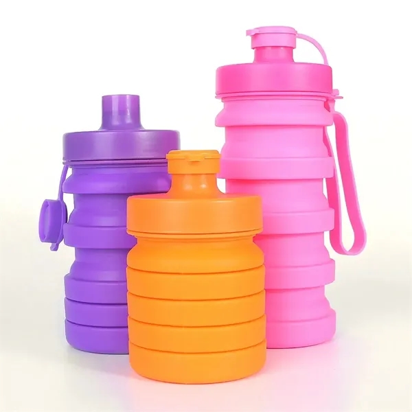 13 Oz. Collapsible Silicone Folding Telescopic Water Bottle - 13 Oz. Collapsible Silicone Folding Telescopic Water Bottle - Image 3 of 4