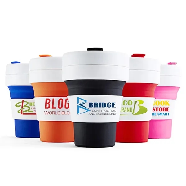 16 oz Custom Logo Collapsible Silicone Travel Cup - 16 oz Custom Logo Collapsible Silicone Travel Cup - Image 0 of 7