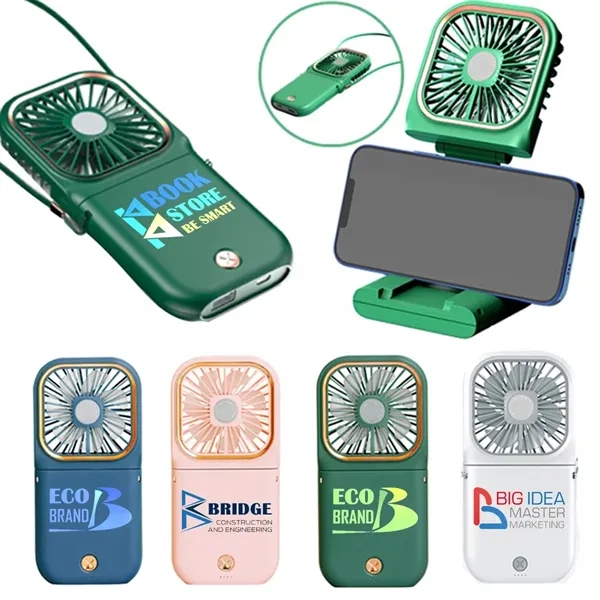 Mini Rechargeable Foldable Neck Hanging Fan with Power Bank - Mini Rechargeable Foldable Neck Hanging Fan with Power Bank - Image 0 of 8