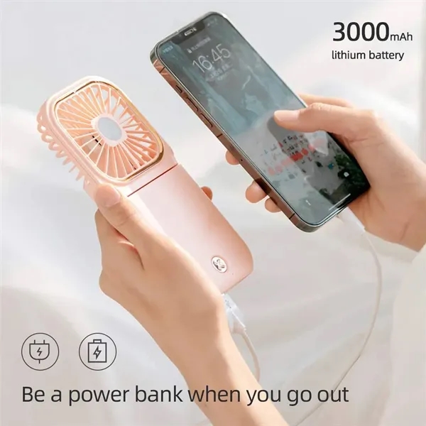 Mini Rechargeable Foldable Neck Hanging Fan with Power Bank - Mini Rechargeable Foldable Neck Hanging Fan with Power Bank - Image 3 of 8