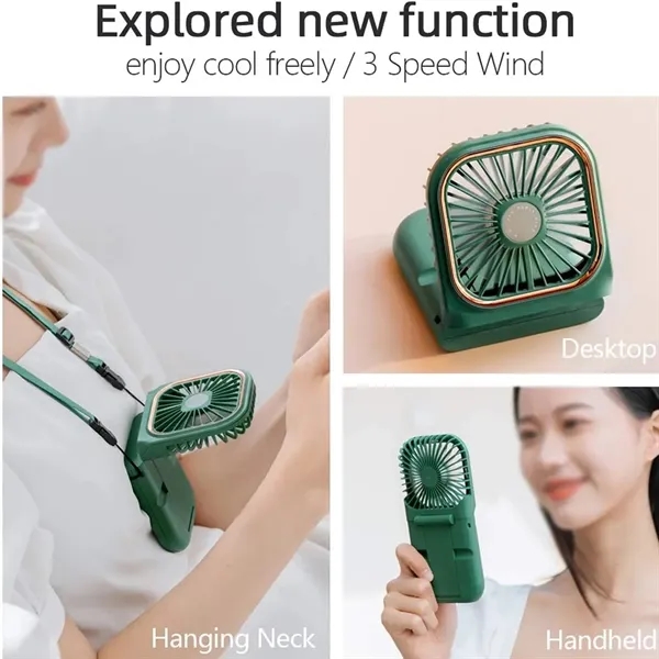 Mini Rechargeable Foldable Neck Hanging Fan with Power Bank - Mini Rechargeable Foldable Neck Hanging Fan with Power Bank - Image 6 of 8