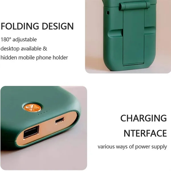 Mini Rechargeable Foldable Neck Hanging Fan with Power Bank - Mini Rechargeable Foldable Neck Hanging Fan with Power Bank - Image 8 of 8