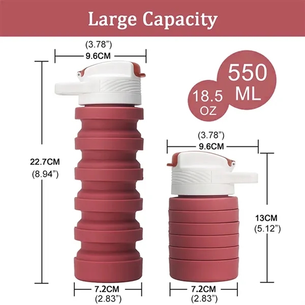 18oz Portable Folding Silicone Cup Water Bottles with Straw - 18oz Portable Folding Silicone Cup Water Bottles with Straw - Image 1 of 11