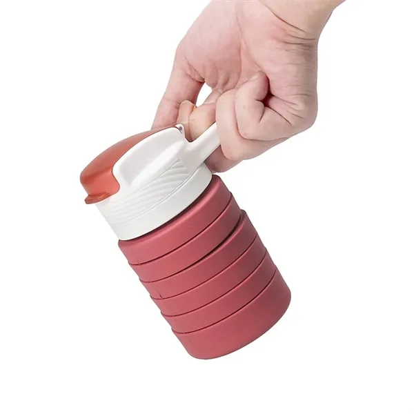18oz Portable Folding Silicone Cup Water Bottles with Straw - 18oz Portable Folding Silicone Cup Water Bottles with Straw - Image 5 of 11
