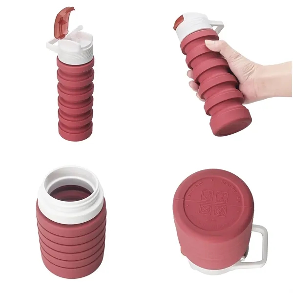 18oz Portable Folding Silicone Cup Water Bottles with Straw - 18oz Portable Folding Silicone Cup Water Bottles with Straw - Image 6 of 11