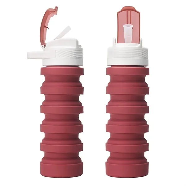 18oz Portable Folding Silicone Cup Water Bottles with Straw - 18oz Portable Folding Silicone Cup Water Bottles with Straw - Image 8 of 11