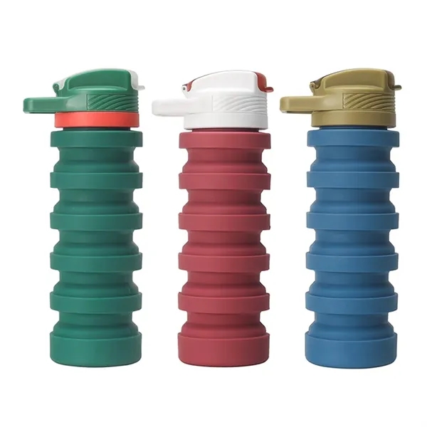 18oz Portable Folding Silicone Cup Water Bottles with Straw - 18oz Portable Folding Silicone Cup Water Bottles with Straw - Image 10 of 11