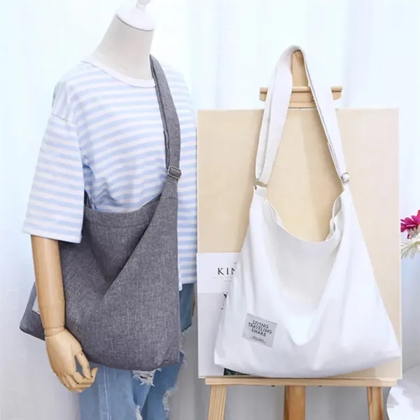 Tote Bag Shopping Grocery Canvas Crossbody Hobo Handbag - Tote Bag Shopping Grocery Canvas Crossbody Hobo Handbag - Image 5 of 8