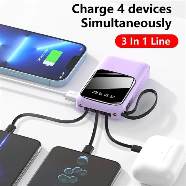 Portable Power Bank With Built In Cables - Portable Power Bank With Built In Cables - Image 1 of 3