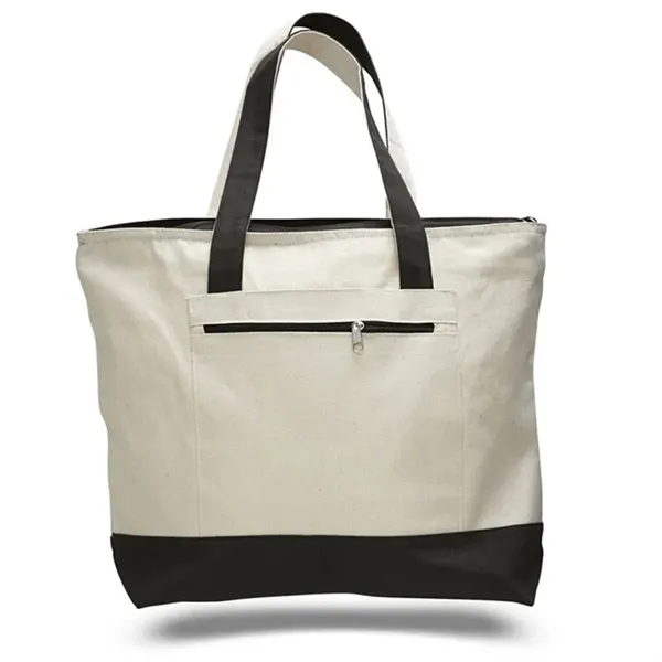 Zippered Heavy Cotton Canvas Boat Tote Bag - Zippered Heavy Cotton Canvas Boat Tote Bag - Image 3 of 4
