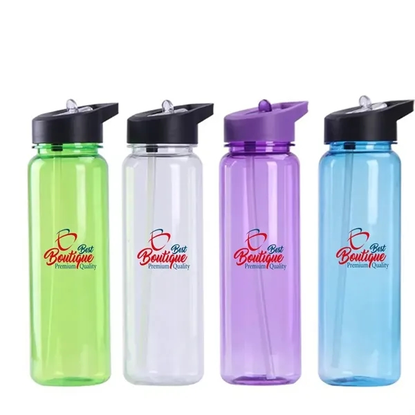 Sport Portable Translucent Water Bottle With Flip Straw - Sport Portable Translucent Water Bottle With Flip Straw - Image 0 of 4