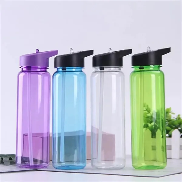 Sport Portable Translucent Water Bottle With Flip Straw - Sport Portable Translucent Water Bottle With Flip Straw - Image 3 of 4
