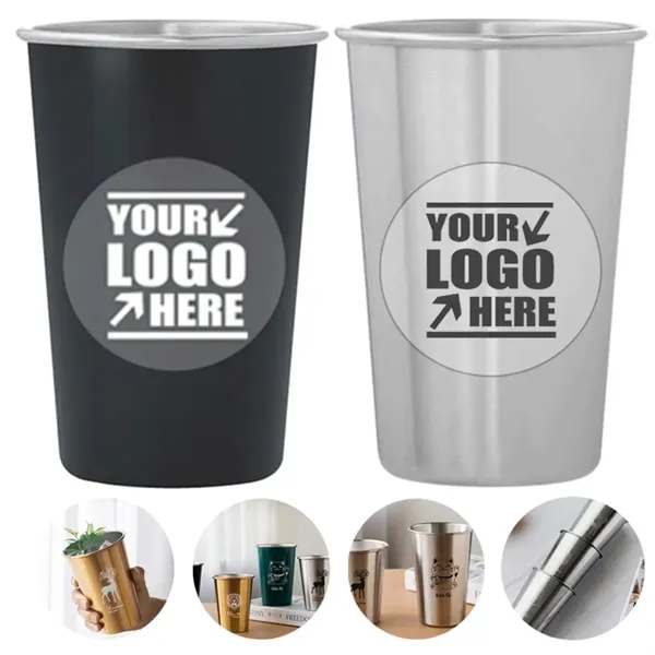 Custom 16oz Unbreakable Stainless Steel Pint Cup - Custom 16oz Unbreakable Stainless Steel Pint Cup - Image 0 of 2