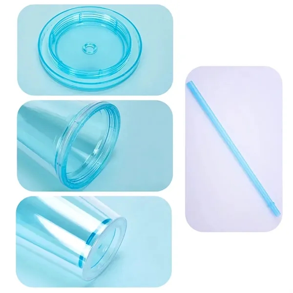 16 Oz. Acrylic Double-Wall Reusable Cup With Lid And Straw - 16 Oz. Acrylic Double-Wall Reusable Cup With Lid And Straw - Image 2 of 6