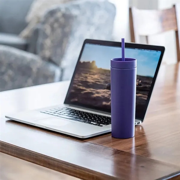 16 Oz. Skinny Acrylic Tumbler With Lid And Straw - 16 Oz. Skinny Acrylic Tumbler With Lid And Straw - Image 1 of 5