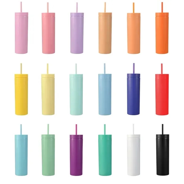 16 Oz. Skinny Acrylic Tumbler With Lid And Straw - 16 Oz. Skinny Acrylic Tumbler With Lid And Straw - Image 5 of 5