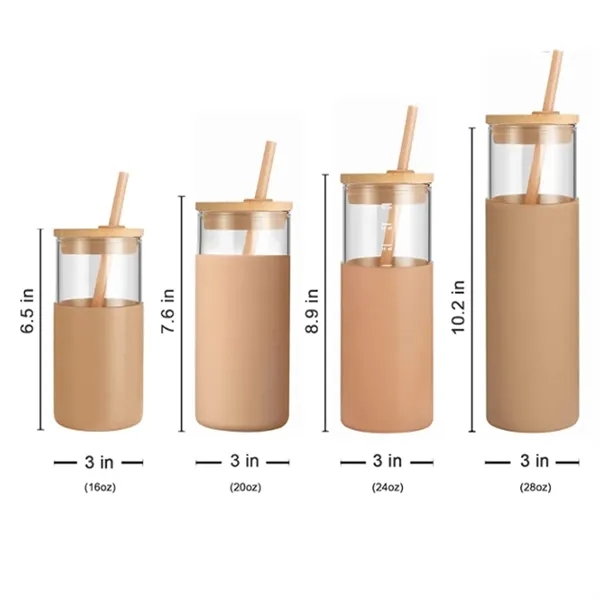 20Oz Custom Logo Glass Cup With Silicone Sleeve And Straw - 20Oz Custom Logo Glass Cup With Silicone Sleeve And Straw - Image 4 of 5
