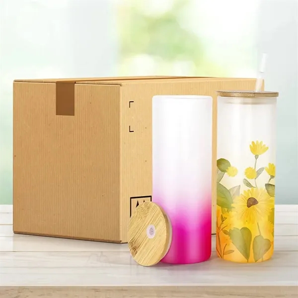 25Oz Gradient Frosted Mason Cup With Straw - 25Oz Gradient Frosted Mason Cup With Straw - Image 4 of 5