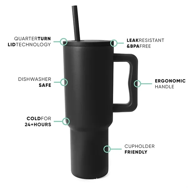 40 Oz Tumbler With Handle And Straw - 40 Oz Tumbler With Handle And Straw - Image 2 of 10