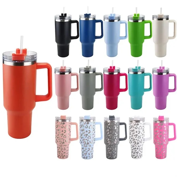 40OZ Tumbler Travel Mug with Handle and Straw - 40OZ Tumbler Travel Mug with Handle and Straw - Image 0 of 2