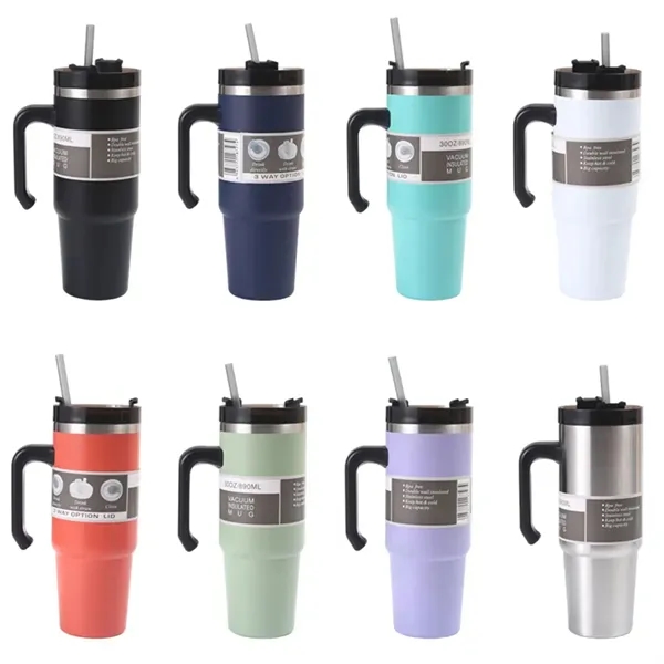 30oz Insulated Stainless Steel Tumbler With Lid And Straw - 30oz Insulated Stainless Steel Tumbler With Lid And Straw - Image 1 of 2