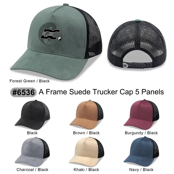 5 Panel A Frame Suede Trucker Caps - 5 Panel A Frame Suede Trucker Caps - Image 0 of 7