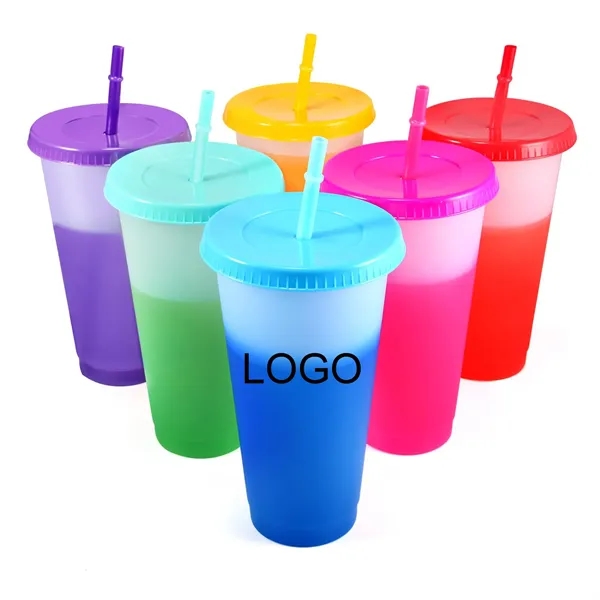 Custom Color Changing Straw Cup - Promotional Drinkware - Custom Color Changing Straw Cup - Promotional Drinkware - Image 0 of 3