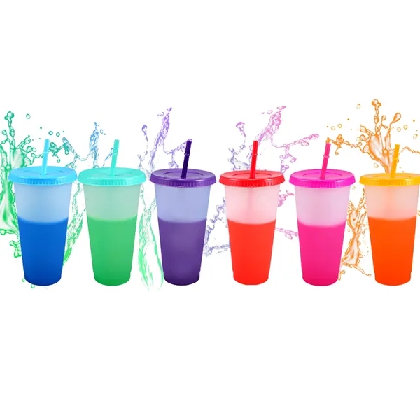 Custom Color Changing Straw Cup - Promotional Drinkware - Custom Color Changing Straw Cup - Promotional Drinkware - Image 1 of 3